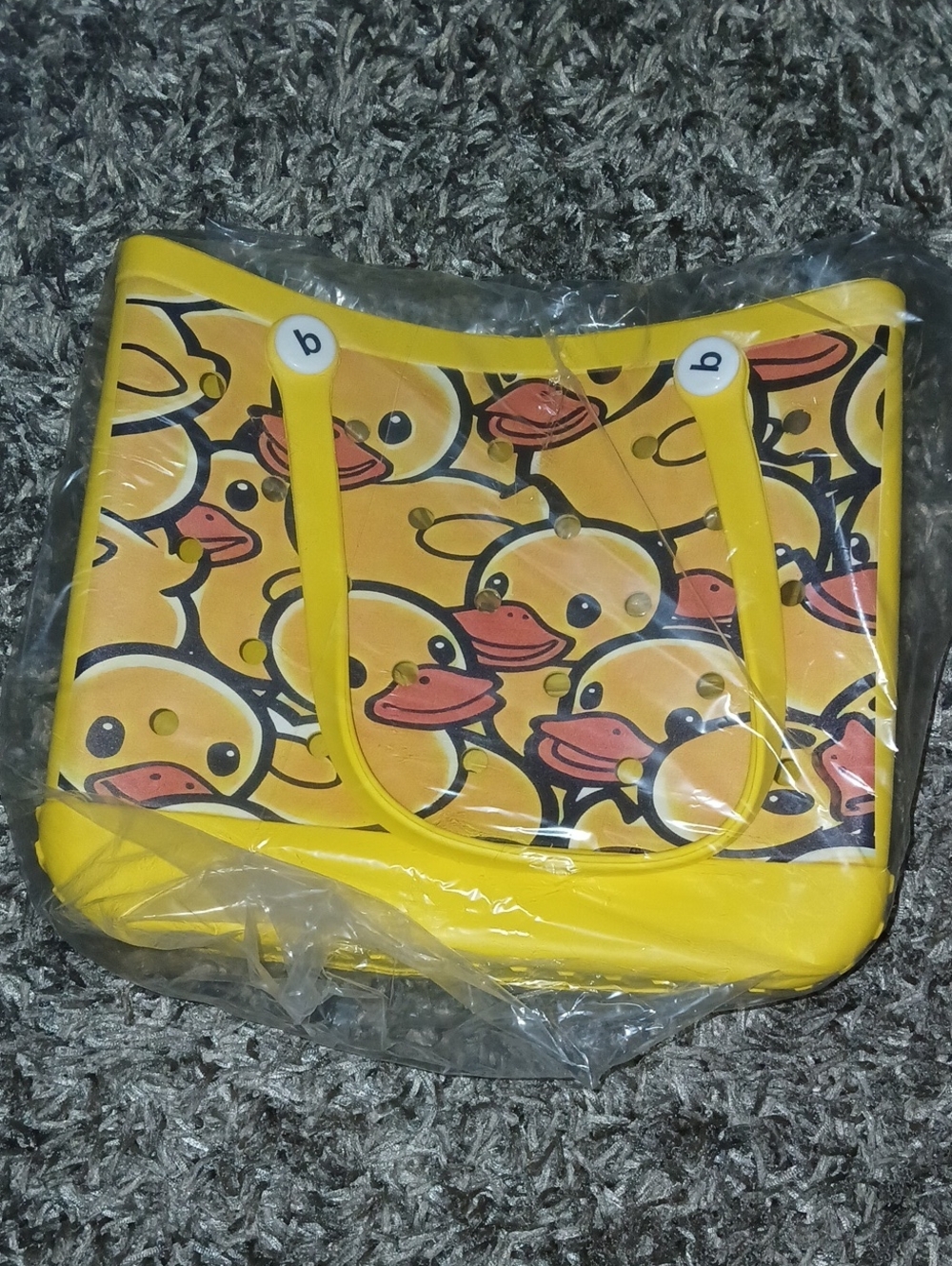 Yellow Duck Print LIKE Bogg Bag. Medium
